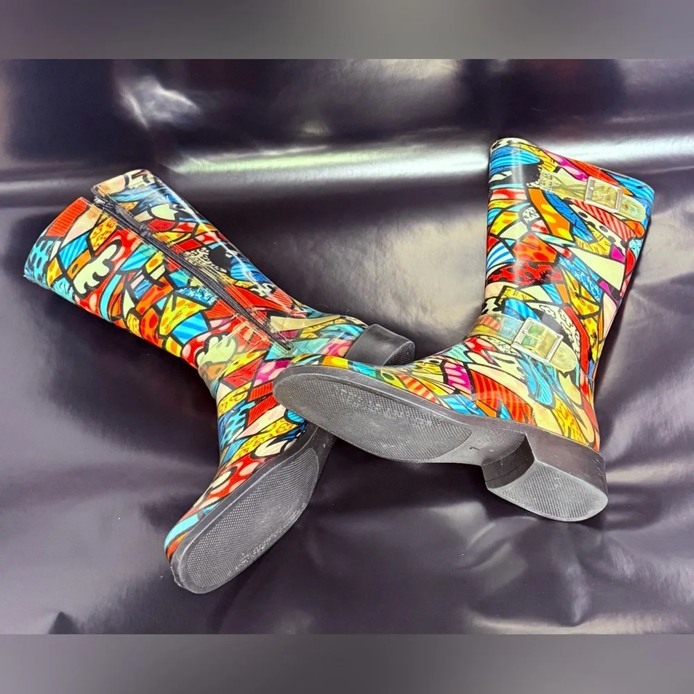 Donald J. Pliner Multicolor Abstract Knee-High Boots - Picture 6 of 9